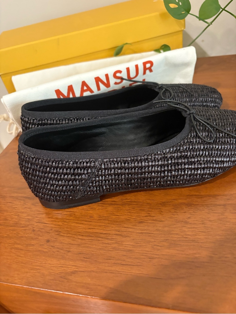 Mansur Gavriel Black Woven Square-Toe Ballet Flats size 7 Italian 37 New in Box - Picture 7 of 13